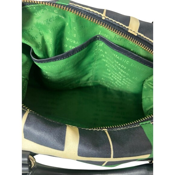 kate spade Checkmate Coated Twill 'Riley' Small Satchel Handbag Kelly Green Rare - Picture 15 of 15